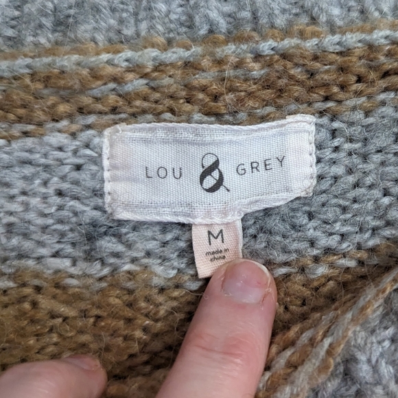 Lou & Grey Sweater Tan and Grey Striped Size M - Picture 4 of 7